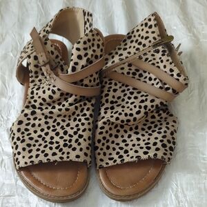 Blowfish Tan and Black Spotted Sandals
